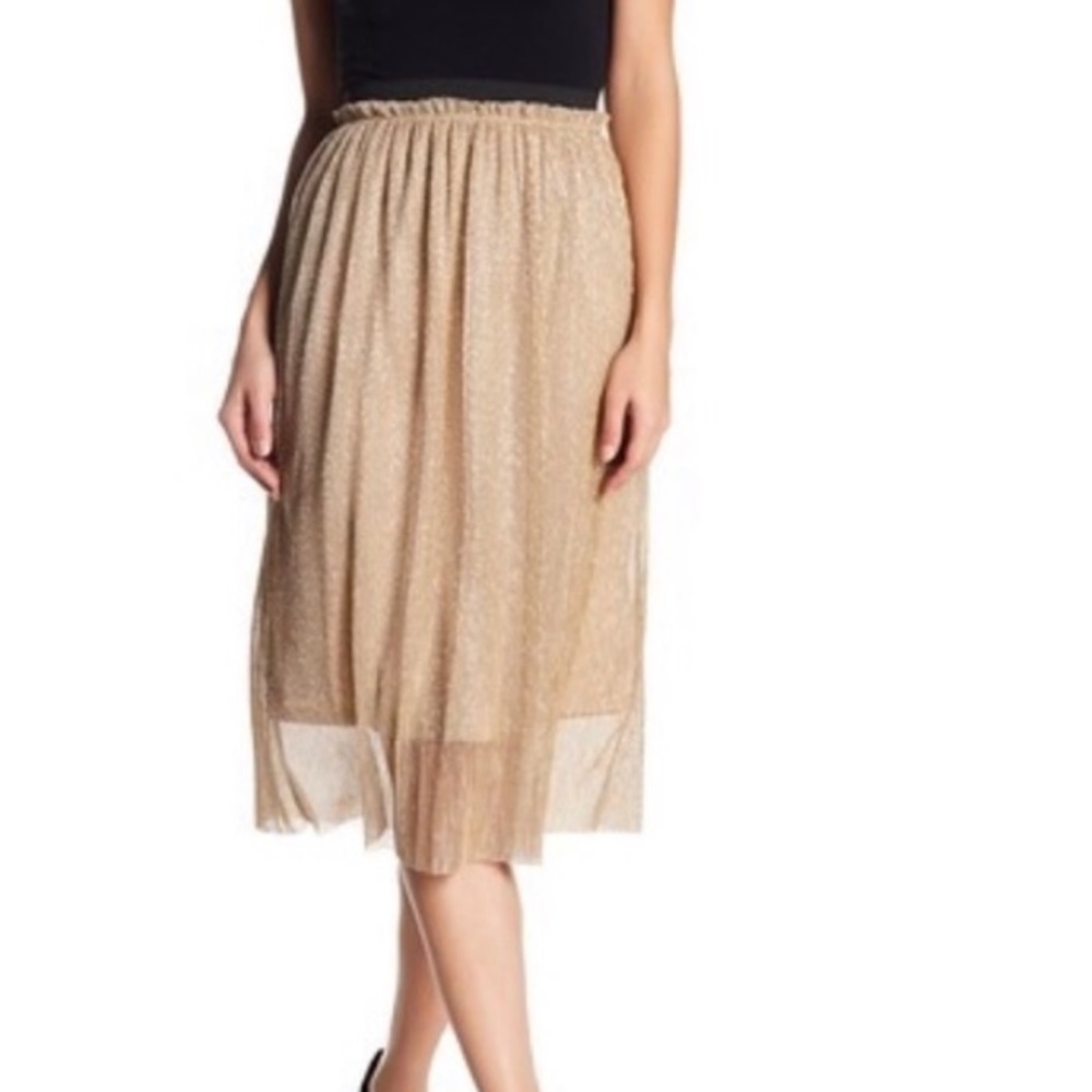 New Lined Gold Skirt FREE PRESS  XS